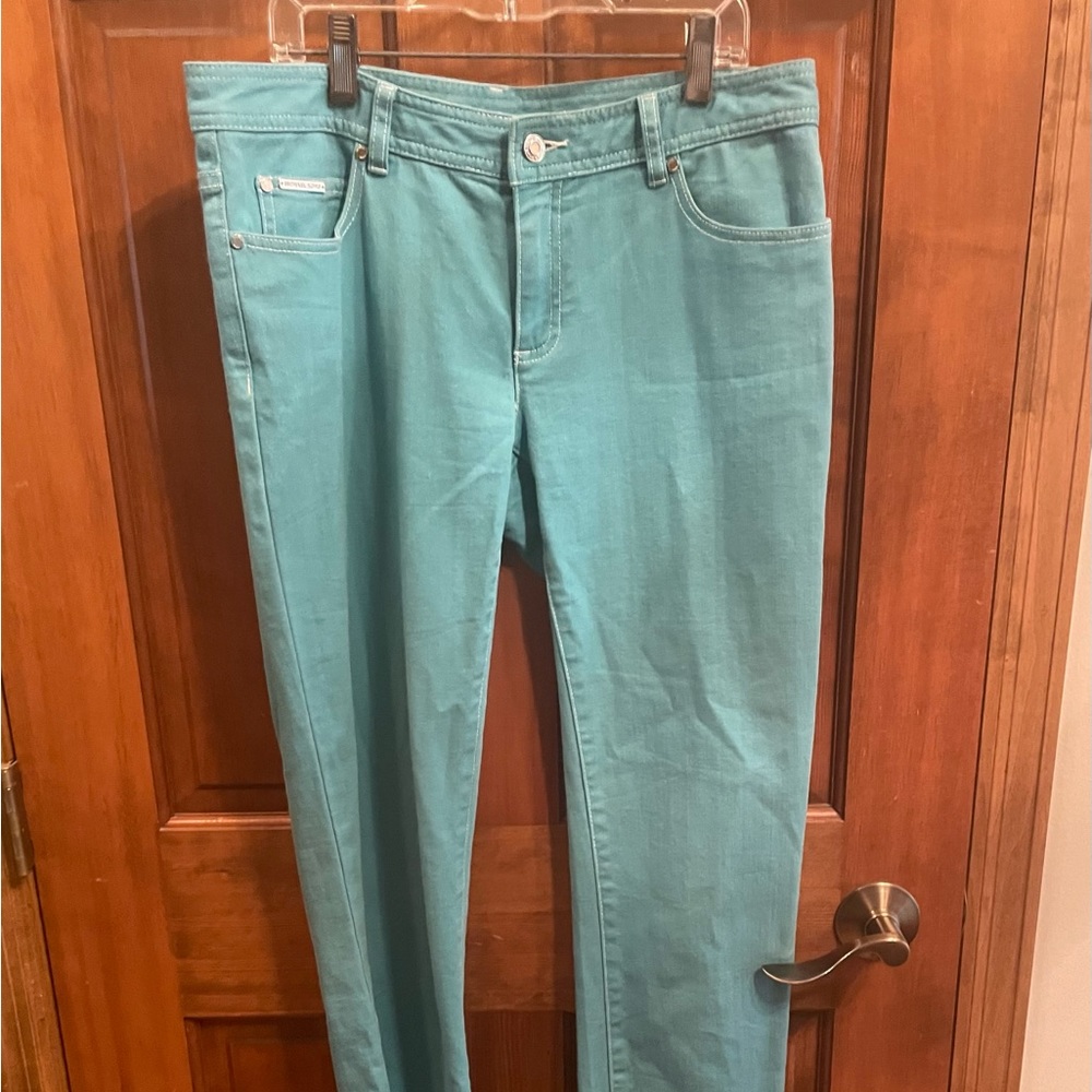 Michael Kors Size 6 Straight Leg/Skinny Teal Jeans